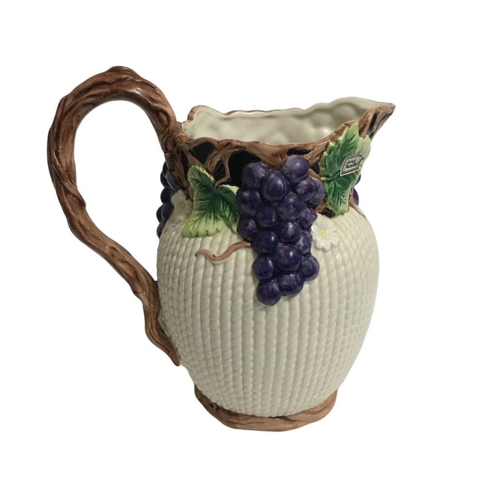 Fitz & Floyd vintage 2-1/4 qt grape ceramic pitcher